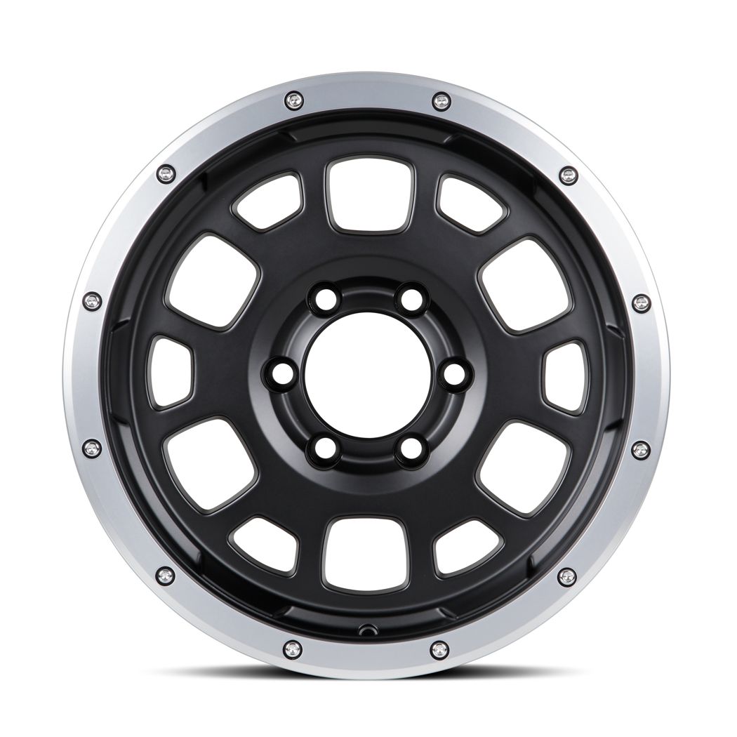 FN Wheels Overlander Spec B 17x8.5 -6 6x139.7 Matte Black w/ Machined Simulated Beadlock