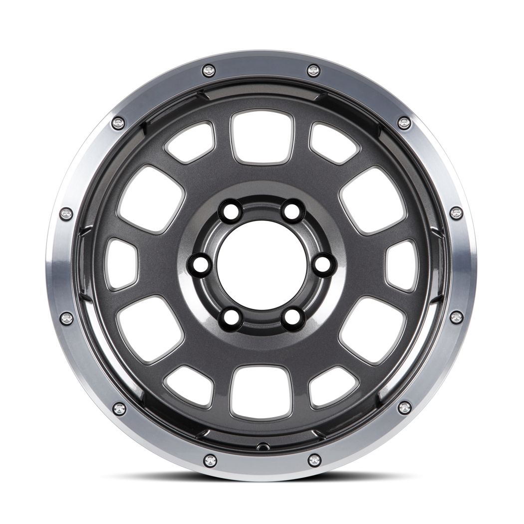 FN Wheels Overlander Spec B 17x8.5 -6 6x139.7 Graphite Gunmetal w/ Machined Simulated Beadlock